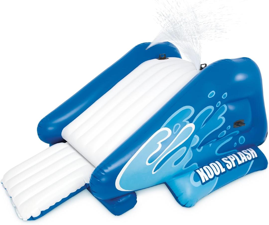 Intex Kool Splash Inflatable Water Slide Swimming Pool Play Center with Built in Sprayers for Kids and Adults, Ages 6 and Up, Blue, 131" X 81" X 46"
