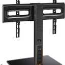 Perlegear Universal TV Stand with Power Outlet, Swivel TV Stand for 32-80 inch TVs up to 99 lbs, TV Base with Tempered Glass Base, Height Adjustable TV Mount Stand Max VESA 600x400mm PGTVS31