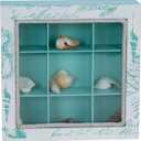 Beachcombers Square Shell Collecting Shadow Box Glass Wood Keepsake Memories Coastal Nautical Beach Home Accent Decor Decoration 9.75" X 9.75" Teal
