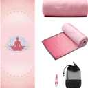 Eunzel Yoga Towel,Hot Yoga Mat Towel - Sweat Absorbent Non-Slip for Hot Yoga, Pilates and Workout 24" x72, (Meditation Pink)