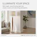 Adesso Hudson Floor Lamp - Adjustable Brightness, Perfect Lighting for Bedroom, Living Room and Corner Decor, Maple Eucalyptus Wood & Satin Steel Accents, Soft/White Lampshade