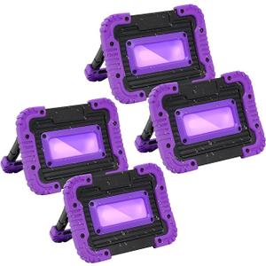 Rechargeable Black Light, Battery Powered Blacklight, Cordless 395nm UV Black Light for Neon Glow Party,Glow in The Dark, Aquarium, Body Paint, Fluorescent Poster, Halloween Party, 4 Packs