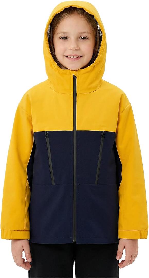 Gogokids Boys Girls Rain Jacket Lightweight Sportswear Water Resistant Raincoat Hooded Windbreaker Outdoor 4-12Y