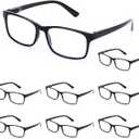 Reading Glasses,8 Pack Reading Glasses Blue Light Blocking for Men Women,Anti Eyestrain/Dryness/UV Lightweight Readers (Black)