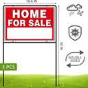 Home For Sale Sign with Stakes, 30 Tall, Double Sided Signs, For Sale By Owner Signs for Real Estate, Yard Sign for Home House Real Estate,(3 Pack)