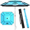 Patio Umbrella with Exclusive Black Coating, 7.2ft/7.8ft Heavy-Duty Double-Layer Nylon Canopy, Adjustable Tilt Sun Shade Outdoor Table Umbrella, UV Protection & Carry Bag for Beach, Fishing, Backyard