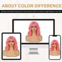 AGO Pink Wigs Short Wavy Hair Pastel Bob Wig with Bangs Shoulder Length Synthetic Hair for Women Girl Colorful Cosplay Wig Synthetic Heat Resistant Fiber for Daily Party Halloween Use(313#Pink)