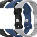 3 Pack Slim Silicone Watch Bands, 18mm 19mm 20mm 22mm Quick Release Band Soft Sport Strap Replacement Wristbands for Women Men (Black+Dark Blue+Grey)