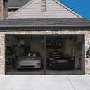 Garage Door Screen for 2 Car Garage 16x7 FT - Magnetic Retractable Fiberglass Mesh 16x7ft & Heavy Duty Weighted Bottom, Include Screws & Repair Patches - Easy Assembly for Patio Workshop Gym (Black)
