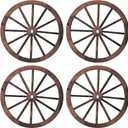 Qunclay 4 Pcs Decorative Wooden Wagon Wheel Vintage Old Western Party Farmhouse Wagon Wheels Rustic Yard Hanging Wall Decor for Garden Home Bar Garage(17.7 Inch)