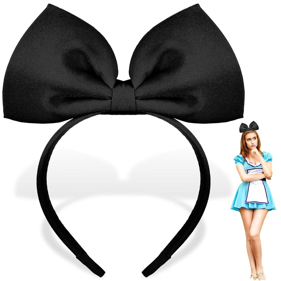 Big Bowknot Headband - Bow Headband Headdress Cosplay Costume Headwear Party Decoration Handmade Headpiece Hair Band Elastic Women Girls Kids Hair Accessories 1 Pack (Black)