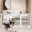 keny Dog Gate Indoor, 3 Panel Freestanding Dog Gates with Support Feet for Stairs, Pet Gates for Doorways Hallways, Folding Pet Barrier for Puppy Sturdy, 53" L x 24" H White