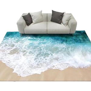 3D Visual Blue Ocean Waves Rug, Large Sea Wave Area Rugs for Bedroom, Cute Beach Design Carpet Non-Slip Sofa Mat (Ocean Waves), 
Size	5'3" x 3'11" (Rectangular)