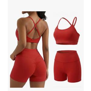 YOINS Workout Sets for Women 2 Piece Halter Sports Bra High Waisted Biker Shorts Gym Yoga Outfits (S)