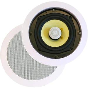 Monoprice 2-Way in-Ceiling Speakers 8 Inch (Pair) 80W Nominal, 160W Max, 8 Ohms, 9.65 Inch Cutout Diameter, Aramid Fiber Fiber Cone Driver and Titanium Silk Dome Tweeters, White - Caliber Series