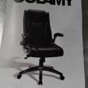 COLAMY Executive Office Ergonomic Chair with Thick Bonded Leather, 300lbs Capacity Big and Tall High Back Desk Chair with Flip-up Armrests, Adjustable Height and Tilt for Working, Study, Gaming,2PC (287-black)