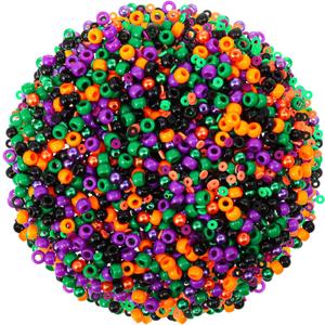 3000 Pcs Plastic Pony Beads 8 mm Pearl Beads Clay Beads Spacer for Jewelry Making Necklace Bracelet Earring Party Decoration Hair Beads DIY Crafts Supplies(Halloween)