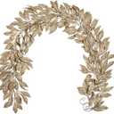 3 Pcs 6FT Christmas Garland Champagne Gold Glittered Artificial Magnolia Leaves for Mantle Christmas Tree Decorations Indoor Outdoor Hanging Garland Ornaments Garden Door Wall Window Stair Home Decor