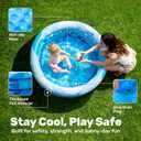 Sloosh Inflatable Kiddie Pool, 34"x10" Blow Up Kid Swimming Pool,3 Rings Blue Baby Pool for Toddler, Play Pit for Dog with Geometric Pattern for Summer Water Party Backyard Garden(Fish)