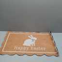 Dunzy Easter Doormat Happy Easter White Bunny Coir Door Mat Outdoor Natural Rabbit Welcome Non-Slip Front Mat Decorative Rugs Gifts for Indoor Home Farmhouse Entrance Porch Spring Party Decor