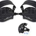 DRBIKE Replacement Bike Pedals with Strap for Stationary Bike, Spin Bike, Recumbent, Exerciser Bicycle, 1/2" 9/16" Bicycle Petal, Black, 1 Pair