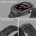 Compatible with Apple Watch 9/8/7/SE (2nd)/SE/6/5/4 42mm/44mm Band for Men, Rugged Full Protection Shockproof Case with TPU Band for iwatch 42/44/45mm Blackgray