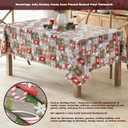 Newbridge Jolly Holiday Candy Cane Christmas Vinyl Tablecloth with Flannel Backing, Grey Red Green Wipe Clean Table Cover, 60 x 120 Inch Rectangle