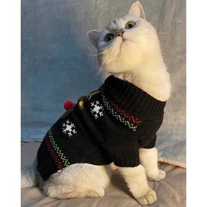 Cat Sweater Christmas Santa Claus Pet Cat Winter Knitwear Warm Clothes (Small, 3-Elk)