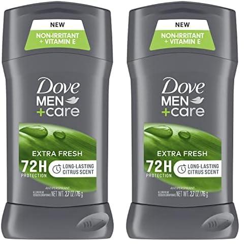 DOVE MEN + CARE Antiperspirant Deodorant Stick Extra Fresh with 72-hour Sweat & Odor Protection with 1/4 Moisturizing Cream & Long-lasting Citrus scent 2.7 oz (Pack of 2)