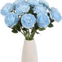 15 PCS Blue Roses Artificial Flowers, 18.9" Realistic Baby Blue Flowers Fake Roses Long Stem Silk Flowers Bulk for DIY Wedding Bouquet Valentine's Day Party Home Decor