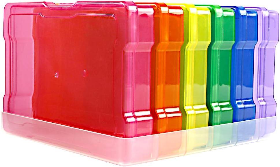 novelinks 6 Pack 4x6 Photo Storage Boxes  Multi-Colored Plastic Organizer Cases with Lids  Picture Storage Containers for Photos, Crafts, Cards & Scrapbooking
