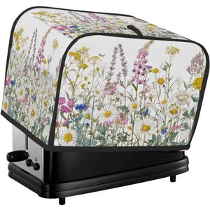 4 Slice Toaster Cover Spring Wildflowers Bread Machine Cover Lightweight with Top Hook Washable Waterproof Kitchen Decor Small Appliance Covers Dust Protection Universal Size,A-30