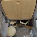 Bathroom Accessories Set - Unbreakable Beige Bathroom Set, Trash Can, Toilet Brush with Holder, Soap Dispenser, Toothbrush and Toothpaste Holder, Tumbler, Soap Dish, Qtip Holders, Tray, Bamboo Decor (9 Pieces)