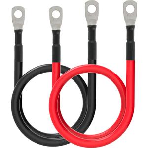 6 AWG Battery Cables 6 Gauge Battery Power Inverter Cable with 5/16 Inch Tinned Copper Lugs Both Ends for Solar Marine Boat RV Car Motorcycle, 2 Pcs (18 in)