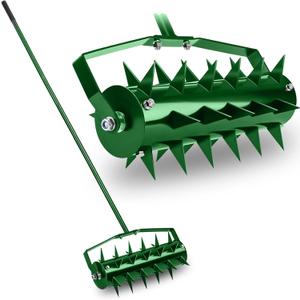 monica Lawn Aerators Tool, 17" Aerator LawnTool,Lawn Aerator Roller for Garden Grass Patio Yard (Green)