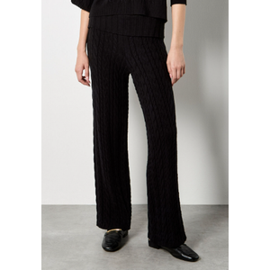 Women's Knit Wide Leg Pants, Cable Pattern, Elastic Waist, Avalible in 4, Black. Free Size. One Size