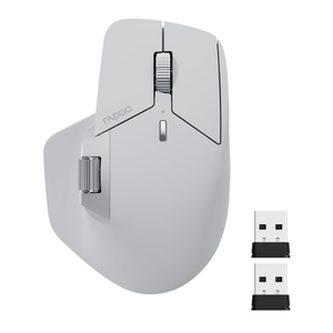 Rapoo MT760 Multi-Device Wireless Mouse, Bluetooth 5.0 and 2.4G Multi-Mode Connection, Up to 4 Devices, 11 Programmable Buttons, 4K DPI, 90 Days Battery Life, PC, Light Grey