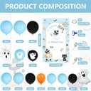 AIBIIN Halloween Little Boo Baby Shower Decorations for Boy A Little Boo is Almost Due Banner Blue and Black Balloons Set Blue Spider Web Party Decor Ghost Halloween Party Decorations