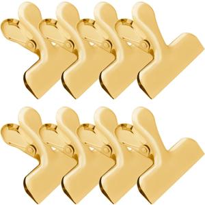Funfery 8 Pack 3 Inch Stainless Steel Gold Chip Clips Bag Clips Large Clips for Food Packages,Food Clip Kitchen Clips for Snack,Home&Office Clips for Paper,Strong Metal Chip Snack Clips Heavy Duty