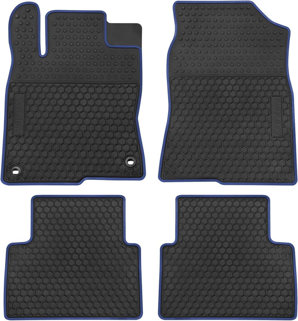 Car Rubber Floor Mat for Honda Civic 10th Generation 2016 2017 2018 2019 2020 2021, Custom Fit Rubber Black and Navy Blue Auto Floor Liners Mat All Weather Protection Heavy Duty Odorless