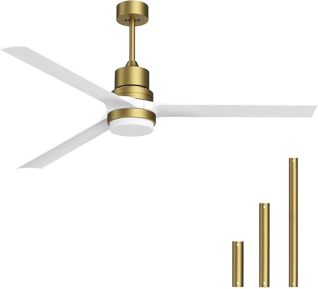 Ceiling Fans with Lights 60-in White Ceiling Fan with Dimmable LED Light Kit Remote Control Modern Blades Reversible DC Motor, 6-Speed, Timer