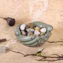 Ceramic Hands Bowl Dish Sculpture, Giving Hands Candy Holder for Succulent Planter, Crystal Rock Holder, Office, Keys Bowl for Entryway Table (Vintage Green)