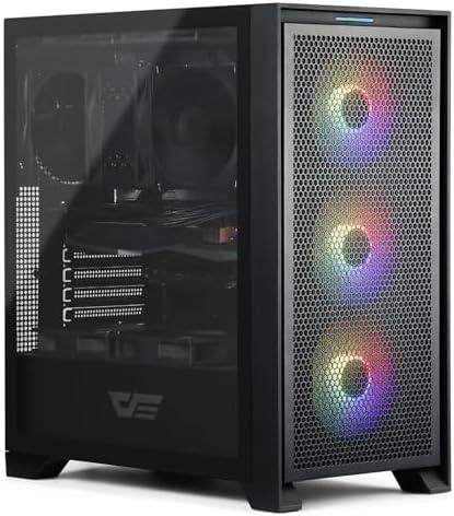 darkFlash ATX Mid-Tower Gaming PC Case, Pre-Installed 3x120mm Fix RGB Fans, with Removable Large Mesh Front Panel, USB3.0 Ready, Tempered Glass Side Panel Airflow Computer Case, Black(DRX70)