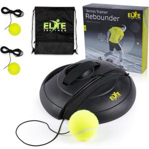 Tennis Rebound Ball Set | Heavy Duty Power Base, No Filling Required | Three Tennis Balls, Long Elastic Rope, and Drawstring Bag | Premium Solo Training Equipment for Any Skill Level