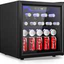 EUHOMY 48 Can Beverage Refrigerator cooler-Mini Fridge Glass Door for Beer Drinks Wines, Countertop Beverage Fridge with Adjustable Shelves Blue LED for Home/Office/Dorm/Bar, 1.3 cu.ft