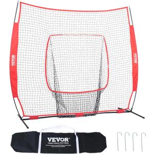 VEVOR 7x7ft Baseball Softball Practice Net, Portable Baseball Training Net for Hitting Batting Catching Pitching, Backstop Baseball Equipment Training Net