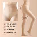 Women's Run Resistant Light Control Top Tights, 40D Semi-Sheer Pantyhose for Everyday Comfort (Medium, Natural)