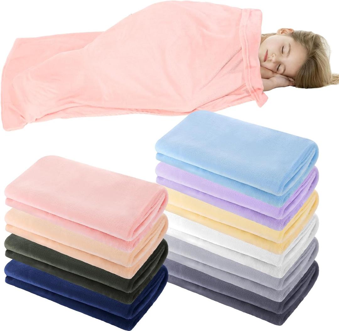 Breling 10 Pcs Baby Kids Blanket Bulk for Girls Boys - 40 x 60 Inch Toddler Nap Fleece Daycare Cot Blanket - Soft Cozy for Classroom, Preschool, Kindergarten, Nursery Rest Time, Peach, ivory, tan, and its dark red or maroon it doesn't have the colors