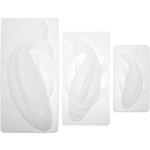 ABOOFAN Fish Shaped Silicone Mold Set 3 Pieces for Baking Jelly Candy Chocolate Fondant Rice Cake Non-Stick Kitchen Baking Tool 12.4X6.1X2.75 Inches