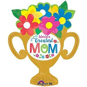 Anagram 29" Trophy Cup World's Greatest Mom Mother's Day Party Decoration Supply Mylar Foil Helium Balloon